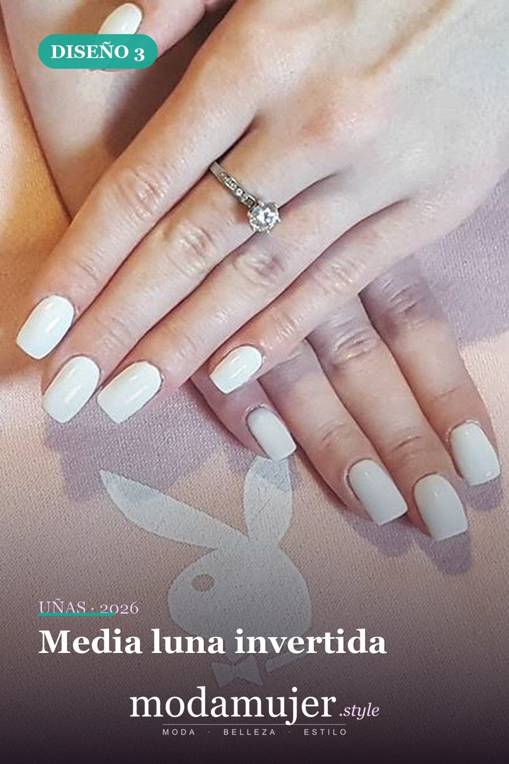 Media luna invertida — 81 Diseños de uñas fáciles para principiantes