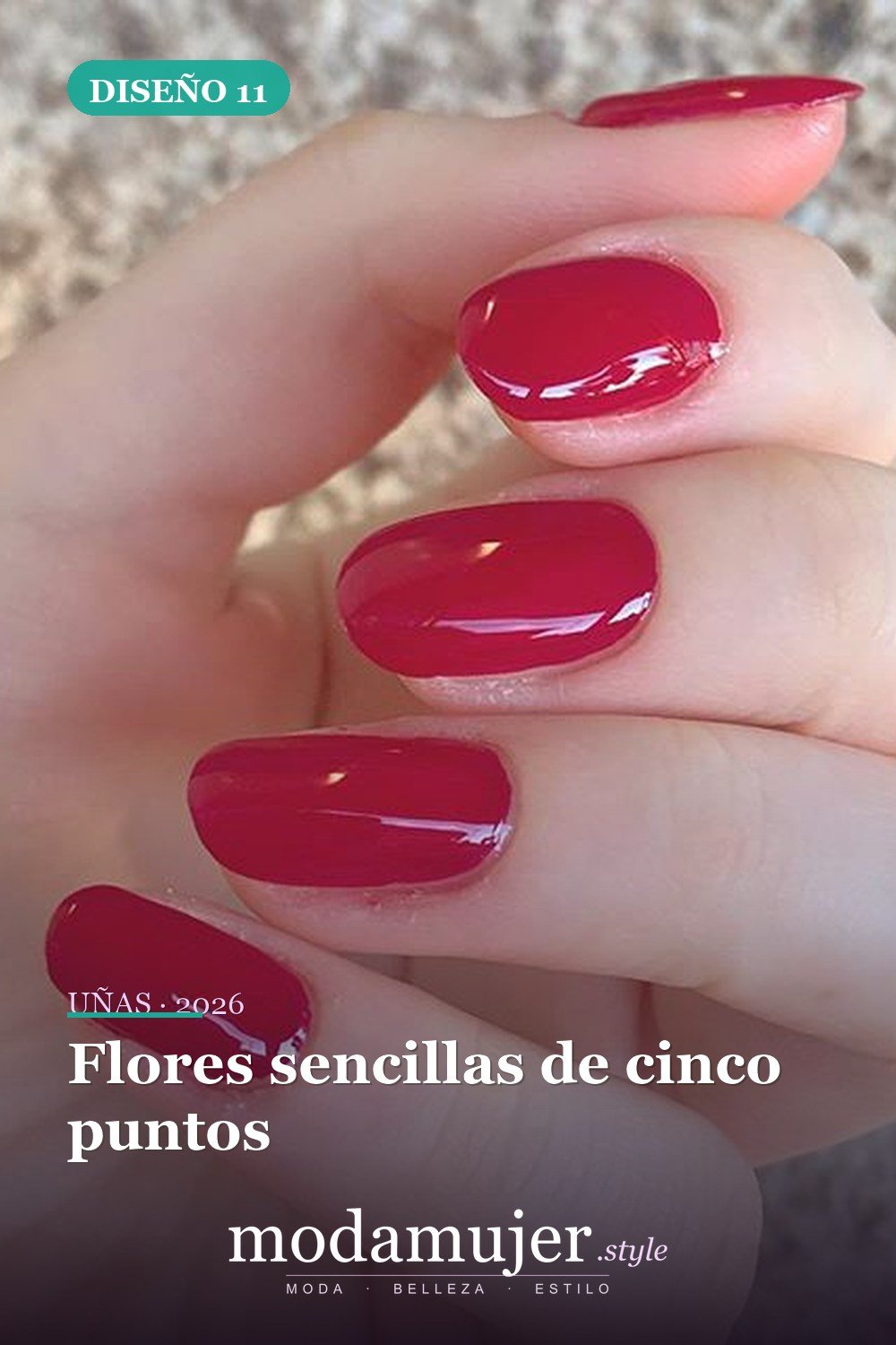 Flores sencillas de cinco puntos — 81 Diseños de uñas fáciles para principiantes
