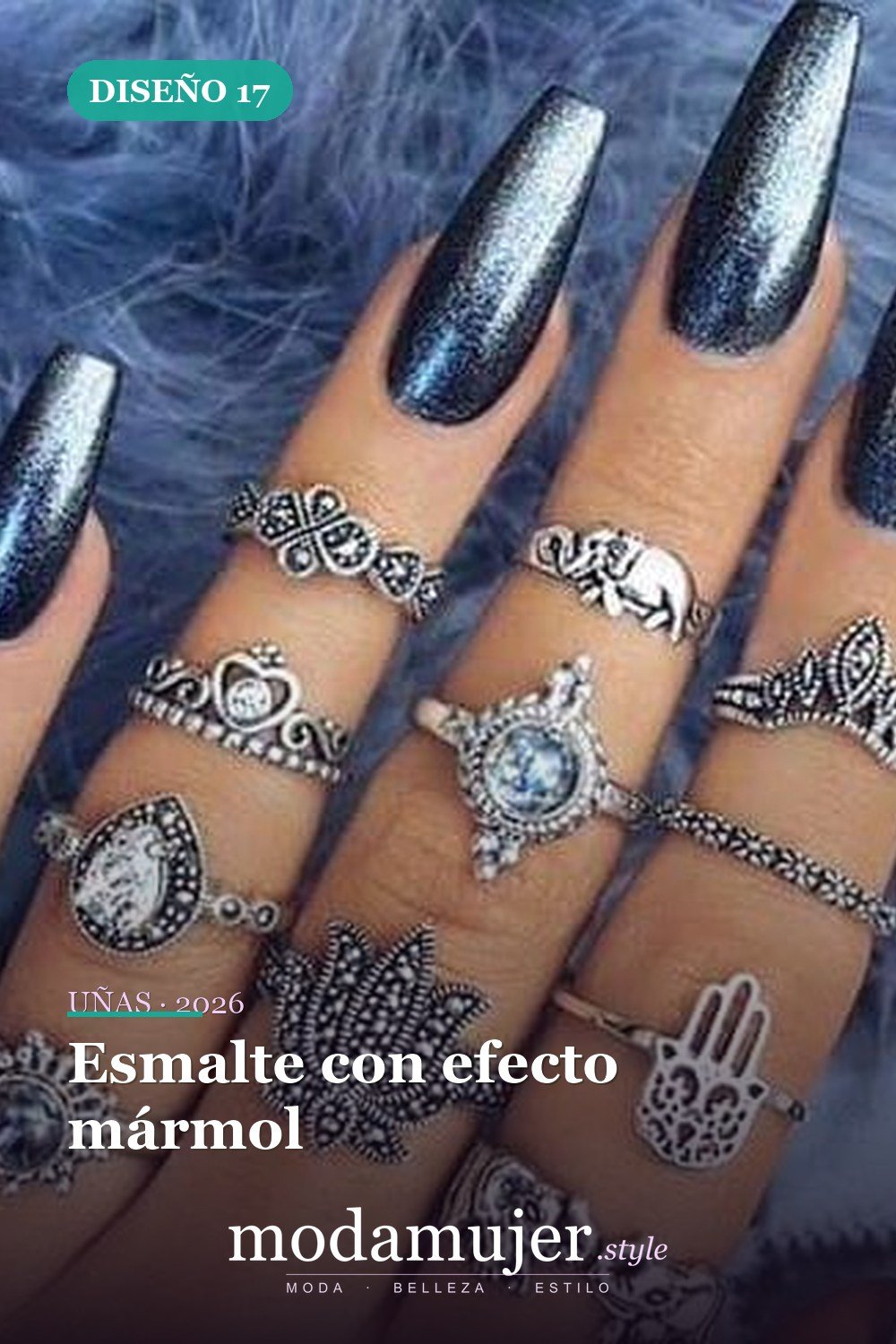 Esmalte con efecto mármol — 81 Diseños de uñas fáciles para principiantes