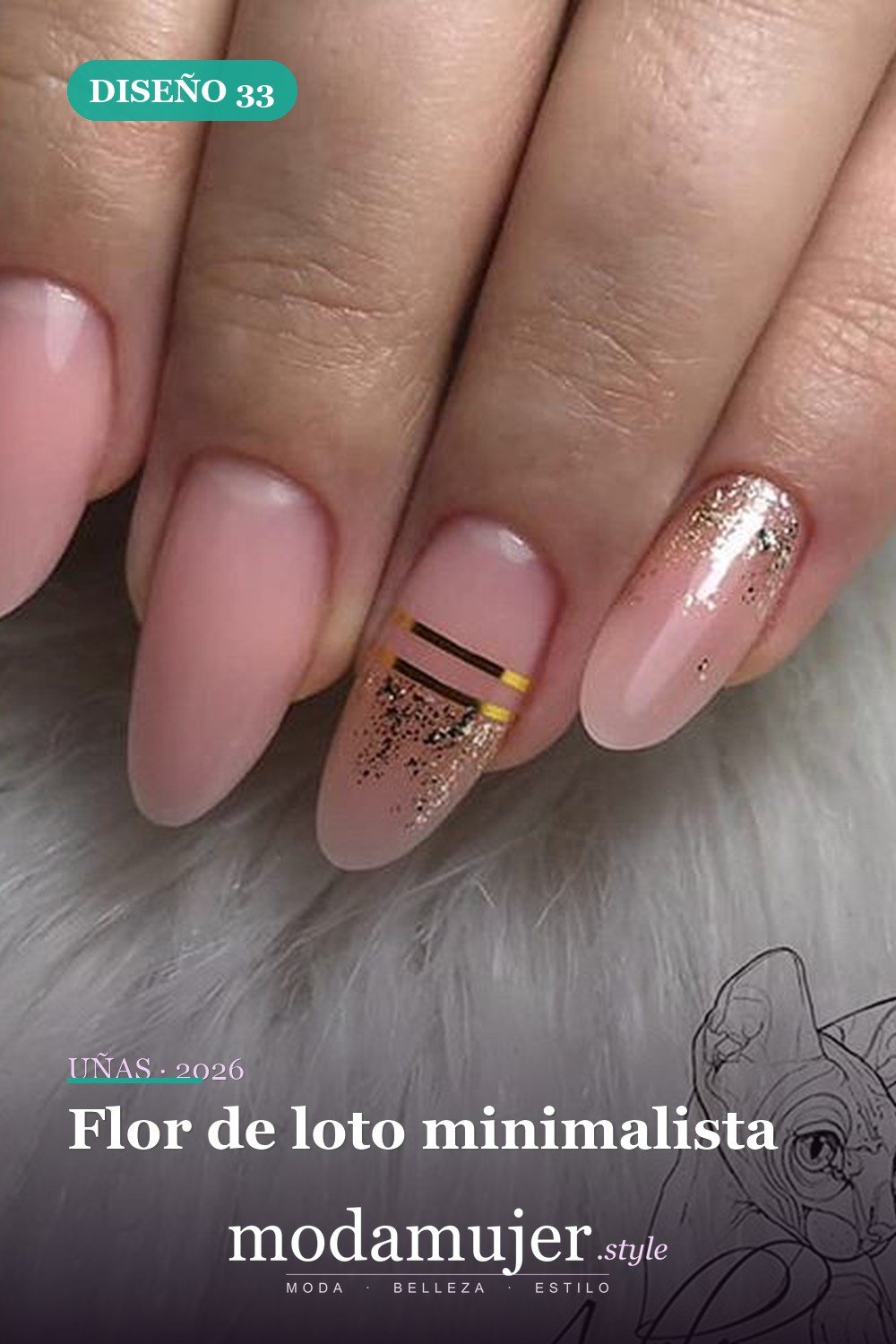 Flor de loto minimalista — 81 Diseños de uñas fáciles para principiantes