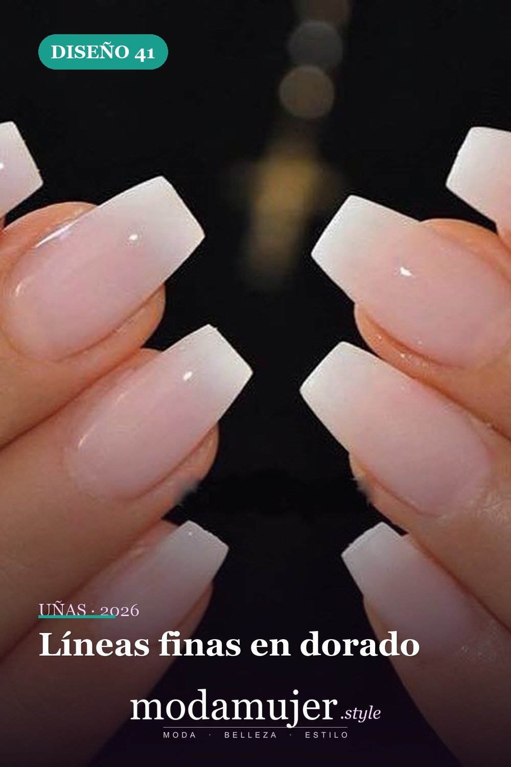 Líneas finas en dorado — 81 Diseños de uñas fáciles para principiantes