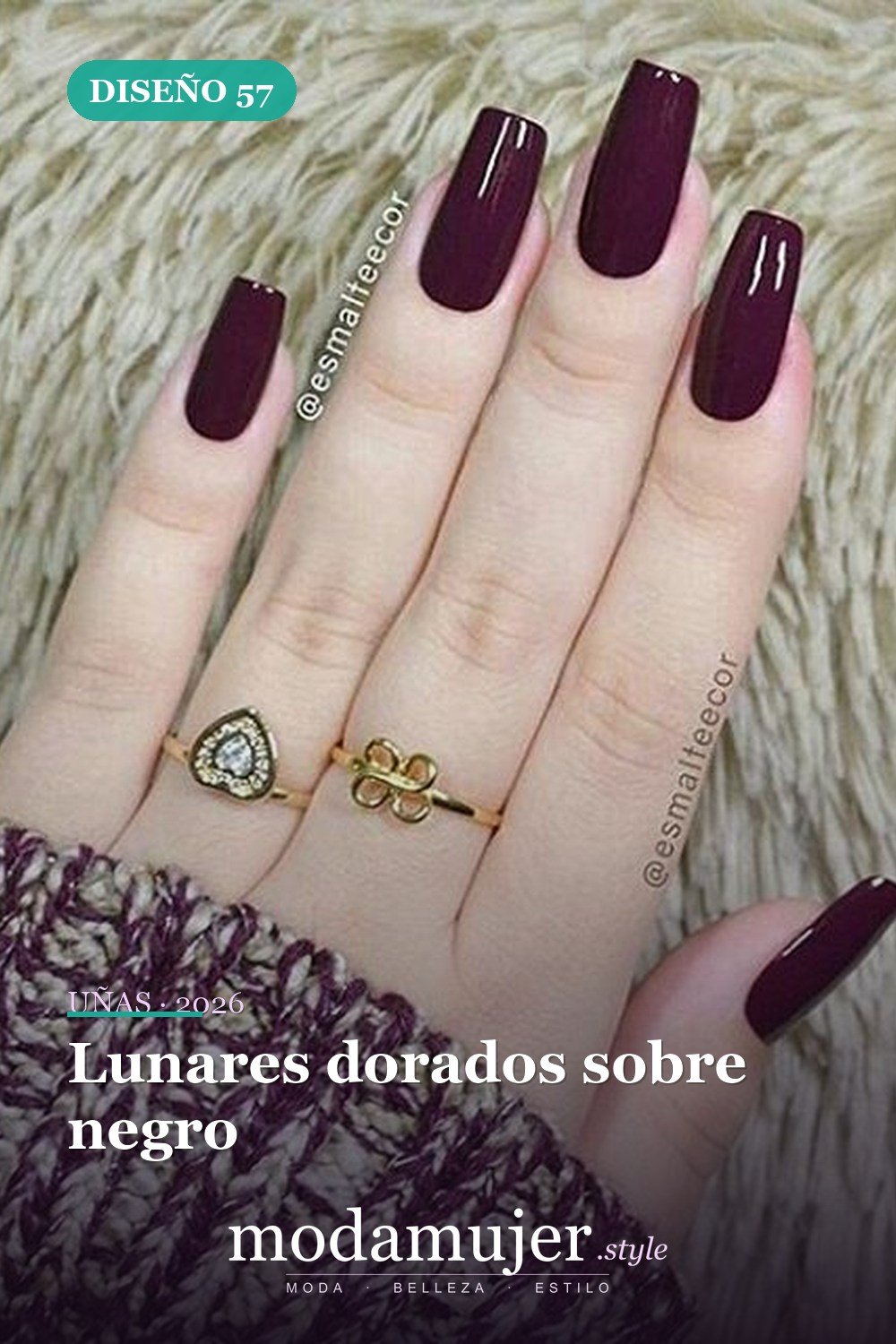 Lunares dorados sobre negro — 81 Diseños de uñas fáciles para principiantes