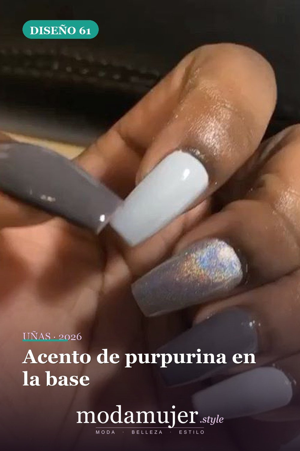 Acento de purpurina en la base — 81 Diseños de uñas fáciles para principiantes