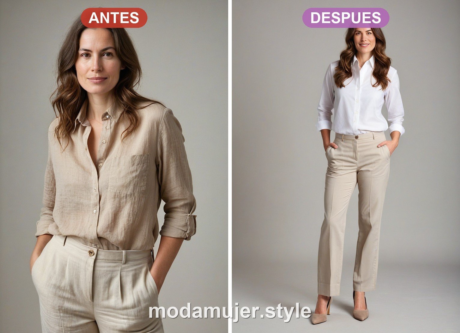 Antes y despues: camisa arrugada frente a camisa planchada