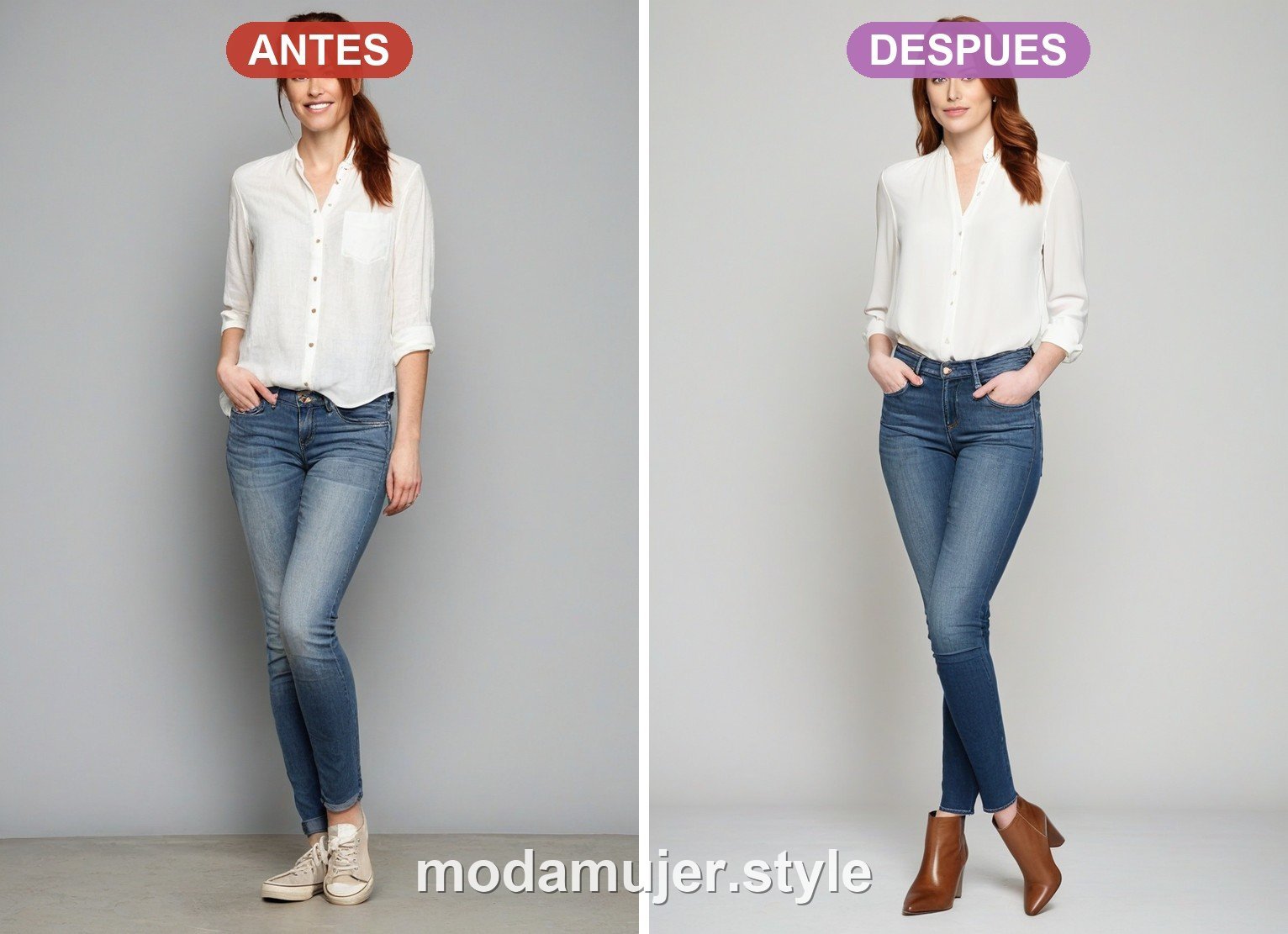Antes y despues: zapatillas gastadas frente a calzado pulido