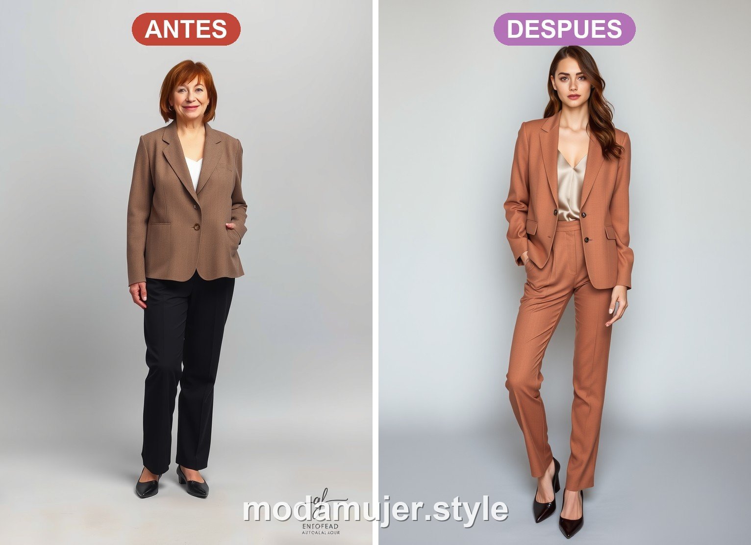 Antes y despues de un look de oficina