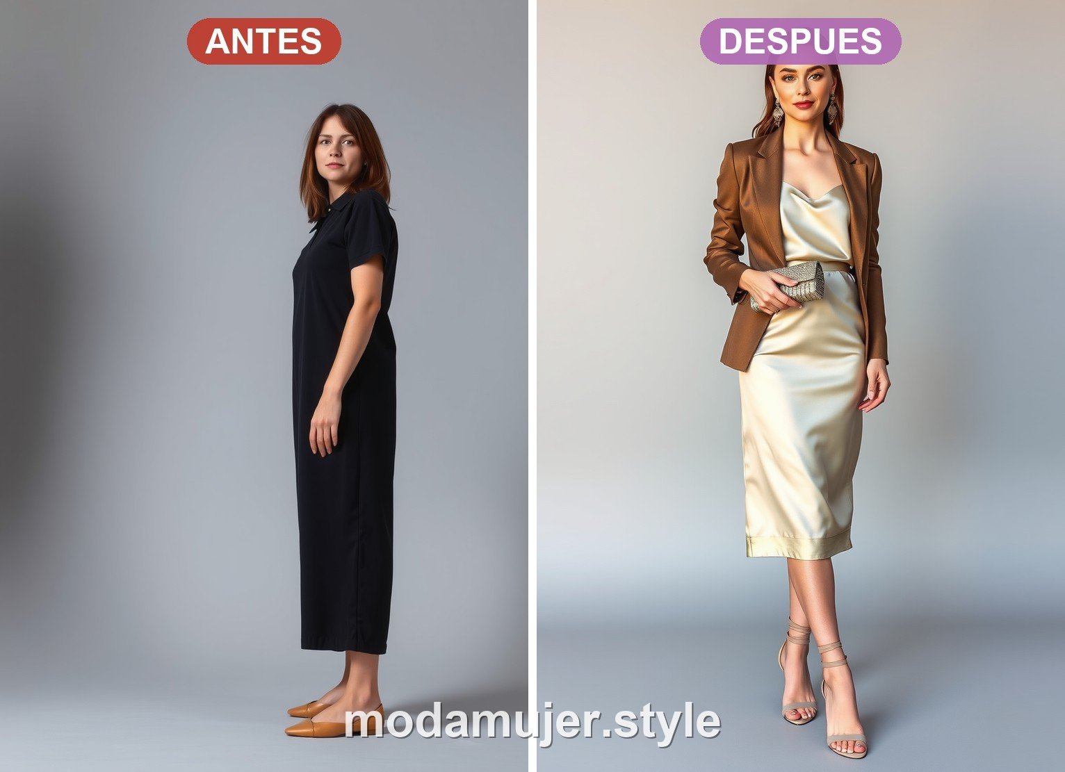 Antes y despues de un look de noche
