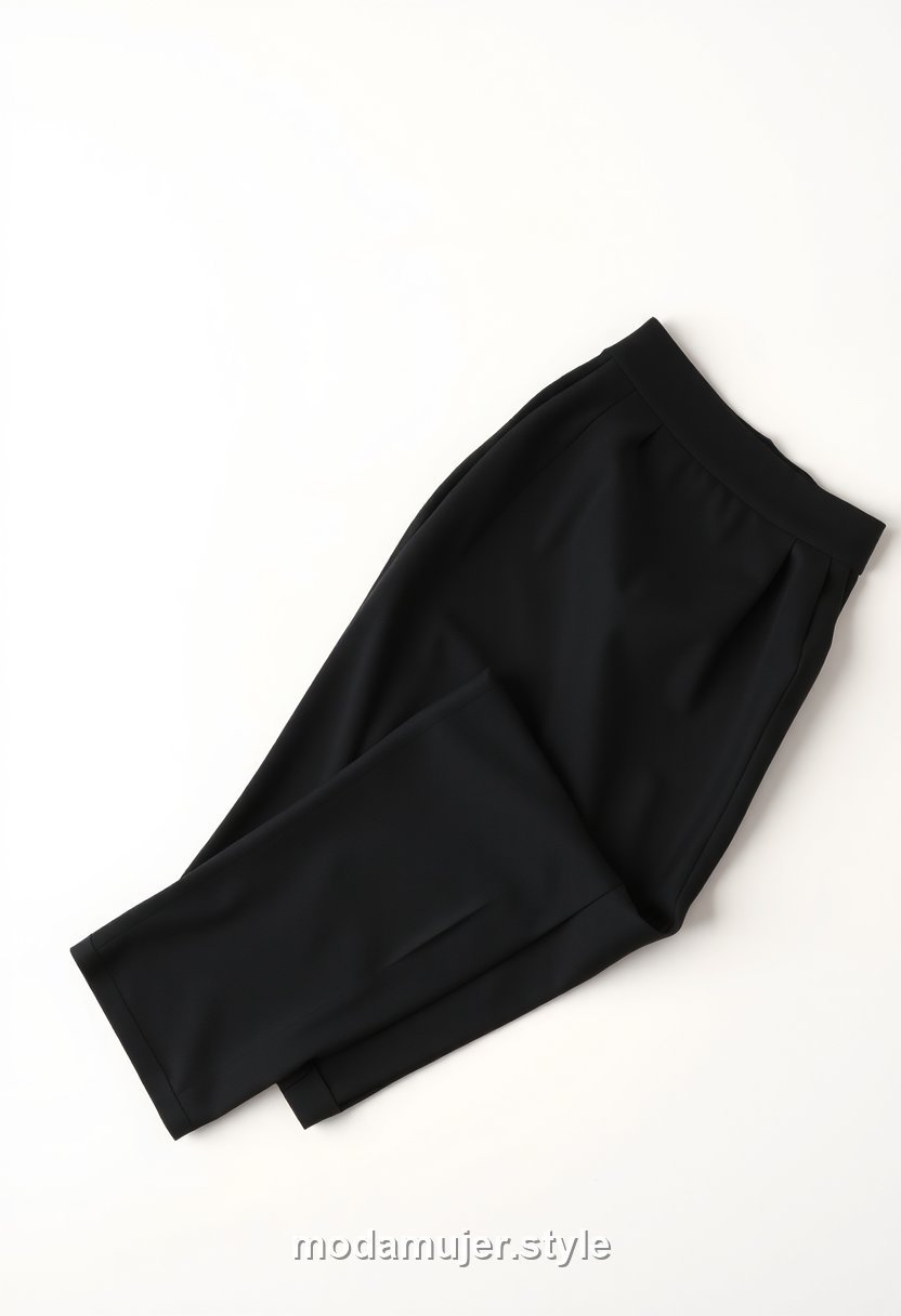 Pantalón negro de pinzas de tiro alto