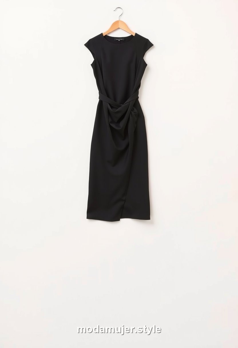 Vestido negro midi sencillo y elegante