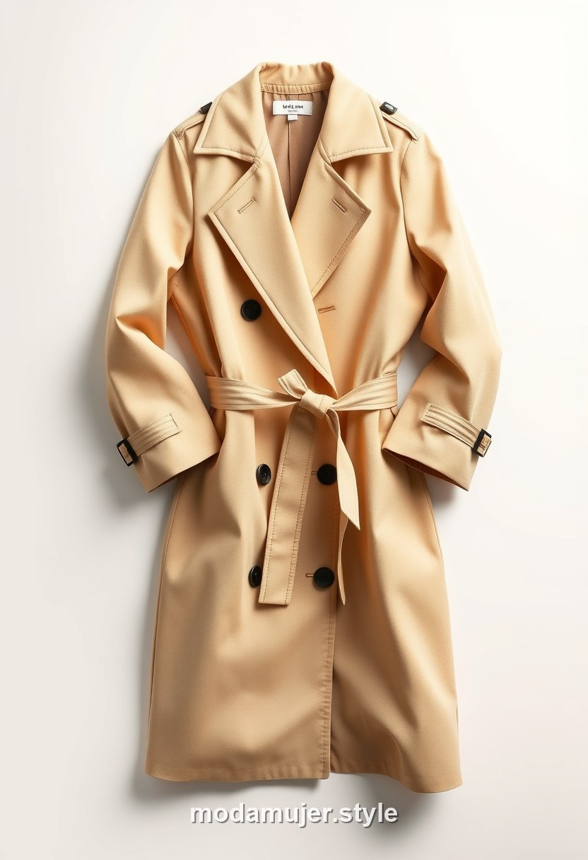 Gabardina o trench beige clásica con cinturón