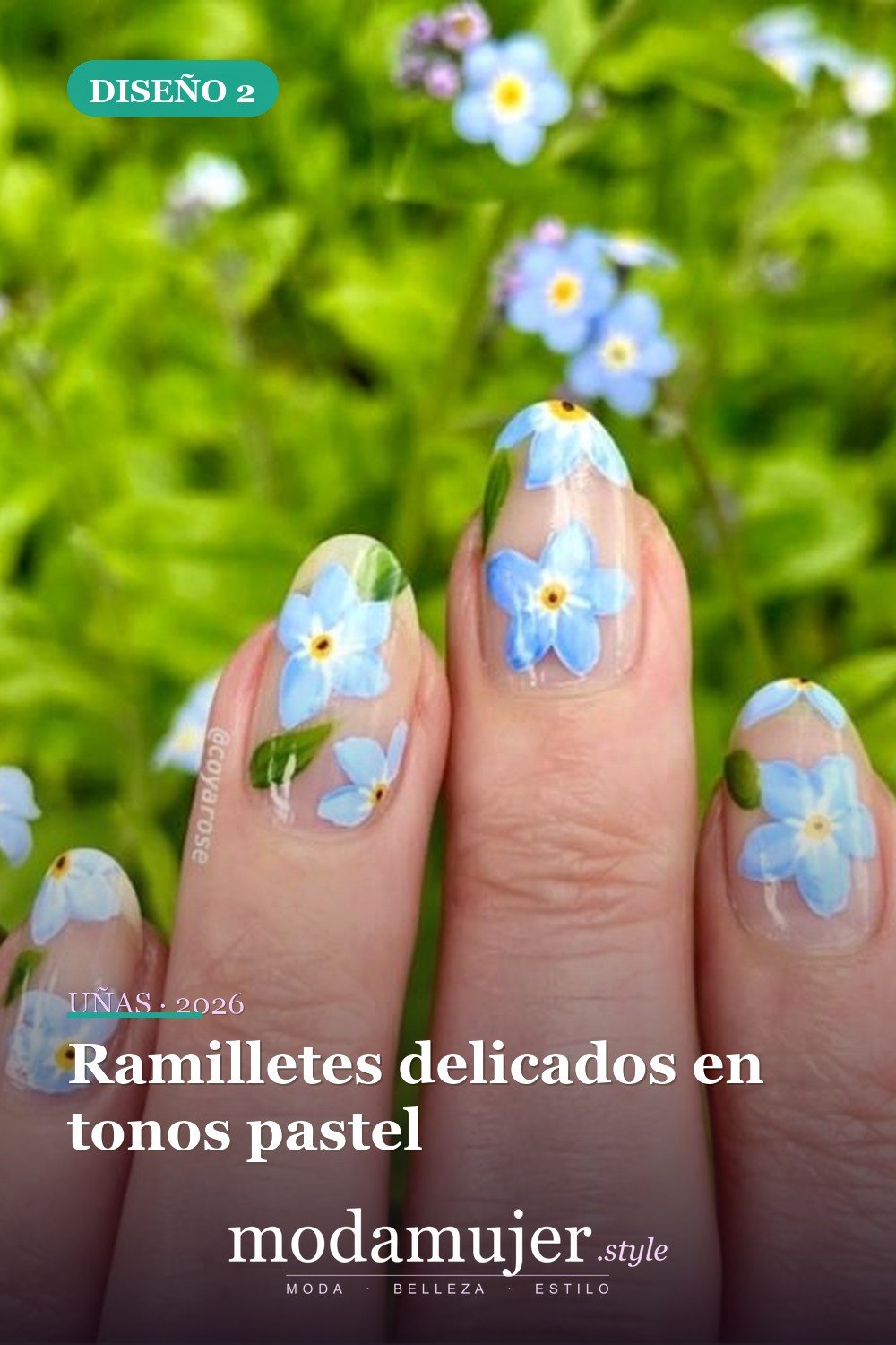 Ramilletes delicados en tonos pastel — Artista de Instagram pinta sus uñas con diseños florales