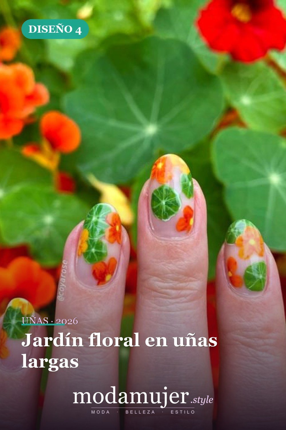 Jardín floral en uñas largas — Artista de Instagram pinta sus uñas con diseños florales