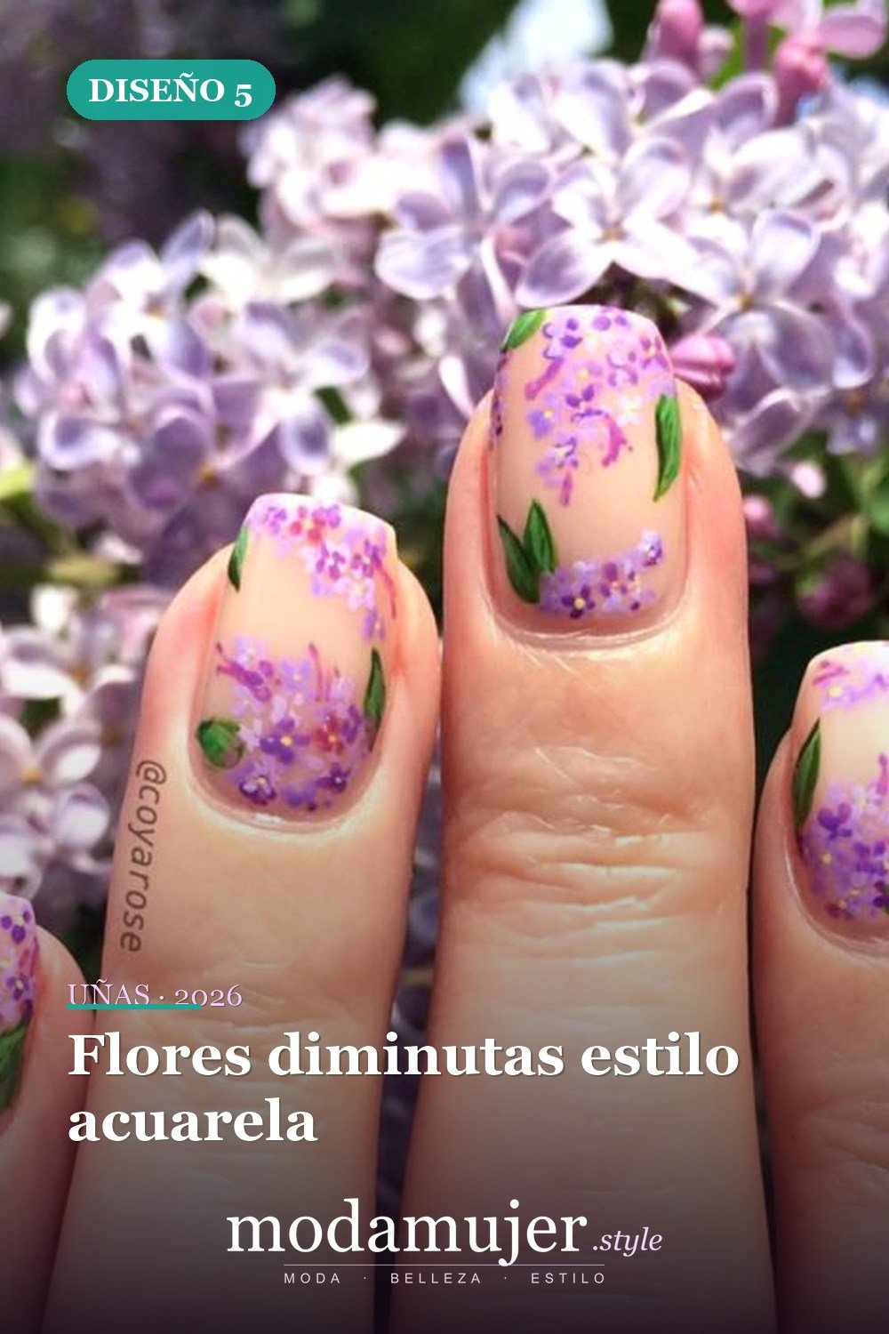 Flores diminutas estilo acuarela — Artista de Instagram pinta sus uñas con diseños florales