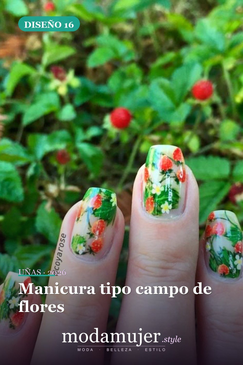 Manicura tipo campo de flores — Artista de Instagram pinta sus uñas con diseños florales