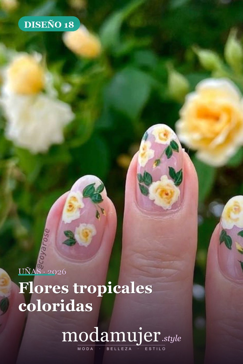 Flores tropicales coloridas — Artista de Instagram pinta sus uñas con diseños florales