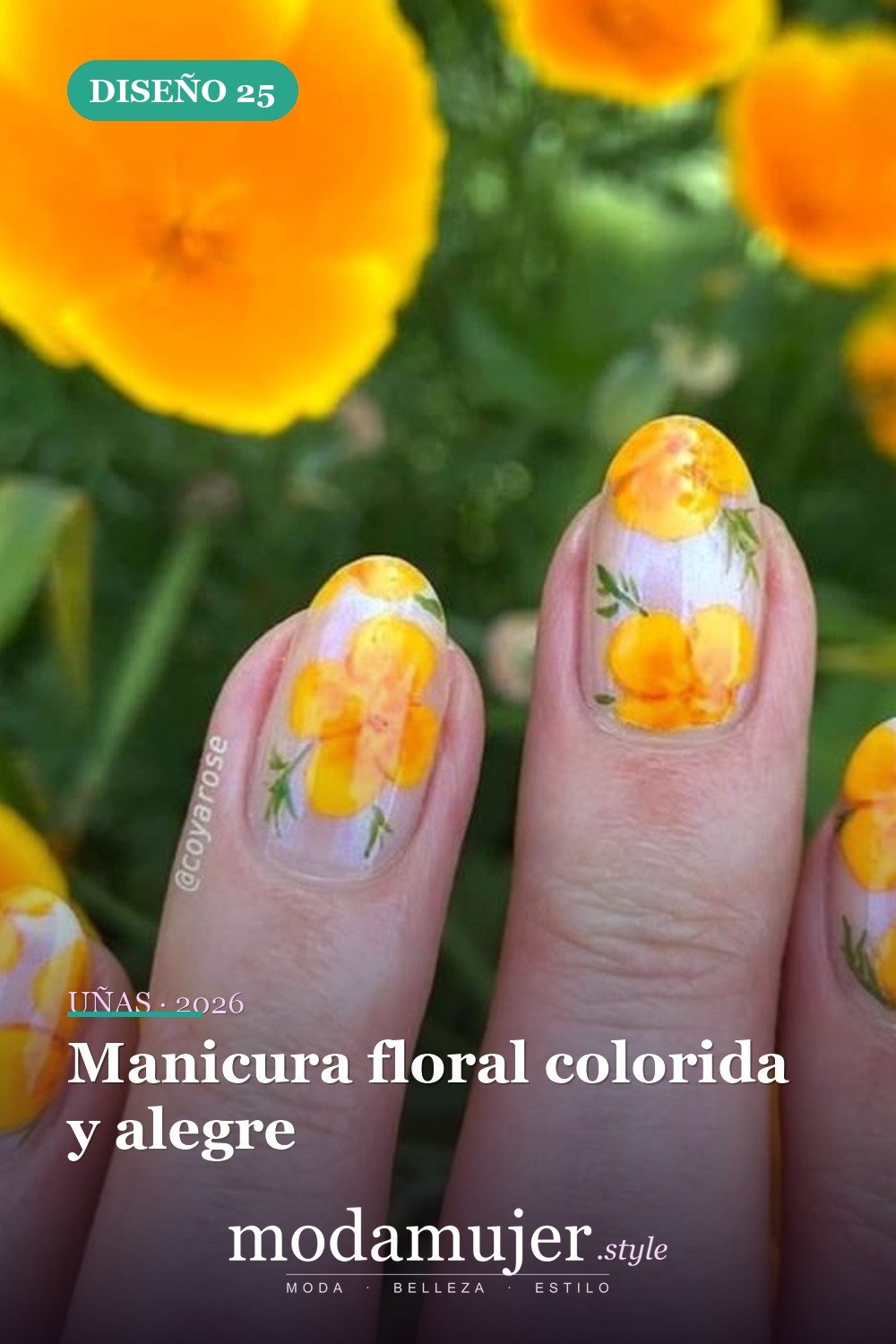 Manicura floral colorida y alegre — Artista de Instagram pinta sus uñas con diseños florales