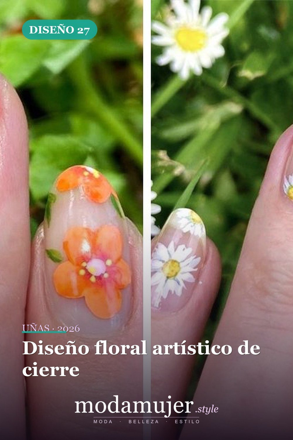 Diseño floral artístico de cierre — Artista de Instagram pinta sus uñas con diseños florales