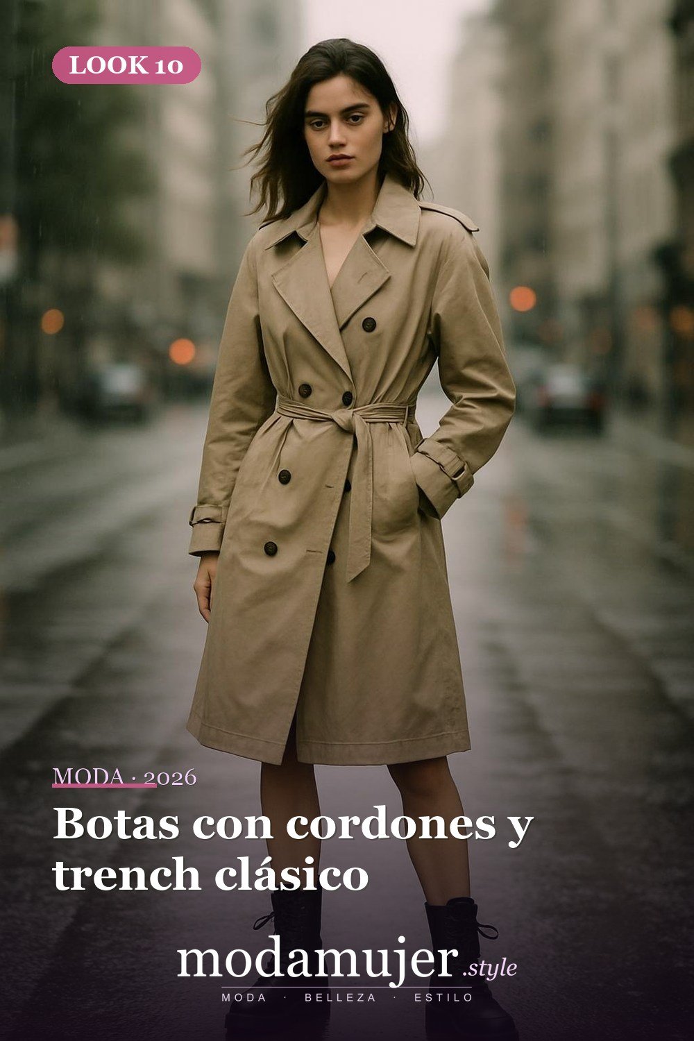 Botas con cordones y trench clásico — Botas y abrigos para el invierno 2026: 12 combinaciones con estilo Botas con cordones y trench clásico — Botas y abrigos para el invierno 2026: 12 combinaciones con estilo
