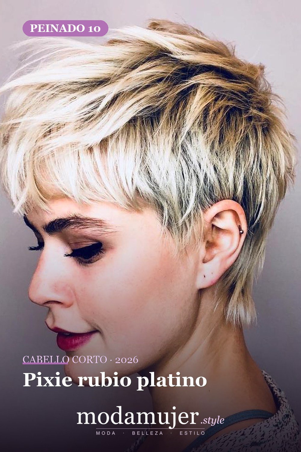 Pixie rubio platino — corte de cabello corto y picado para 2026