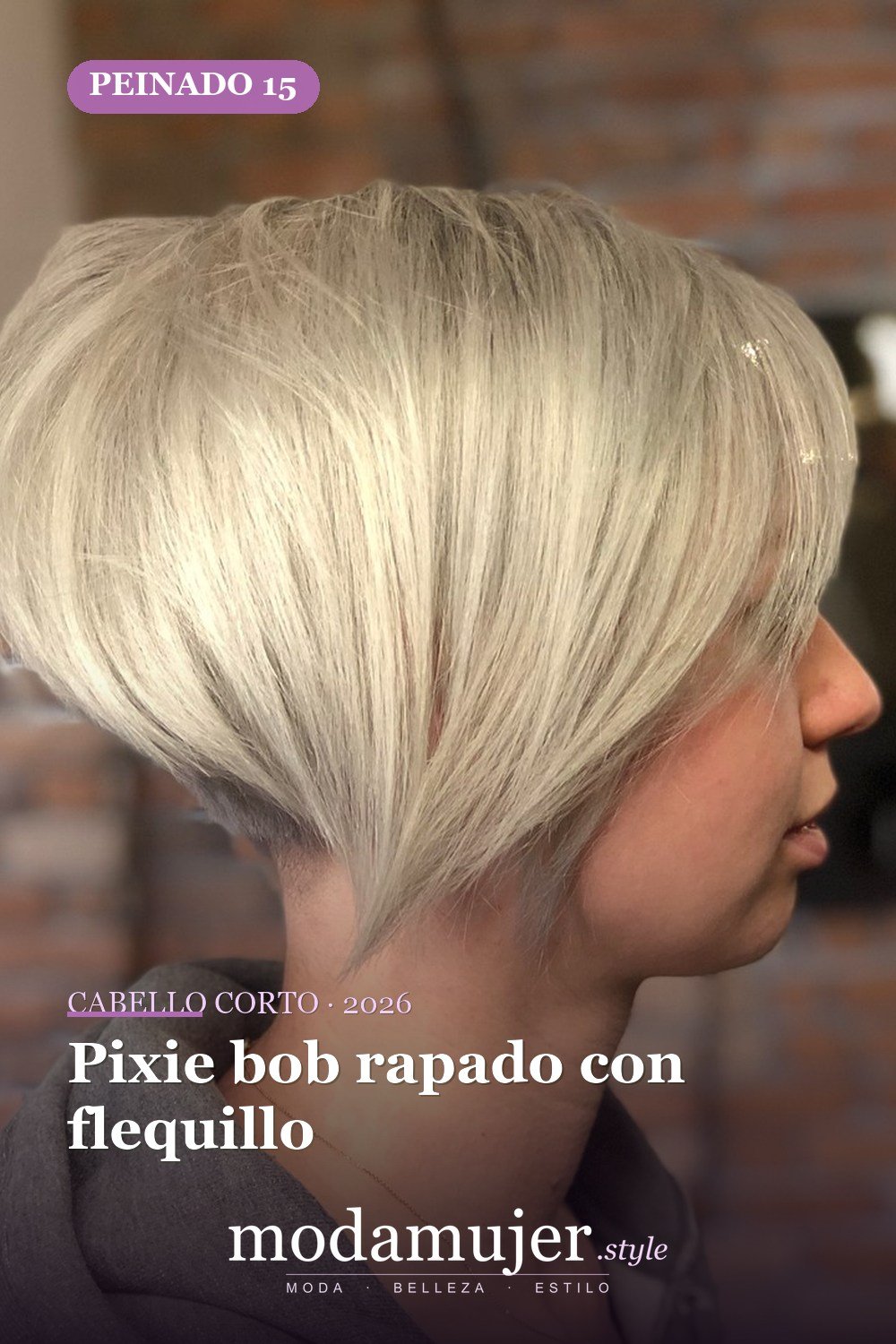 Pixie bob rapado con flequillo — corte de cabello corto y picado para 2026