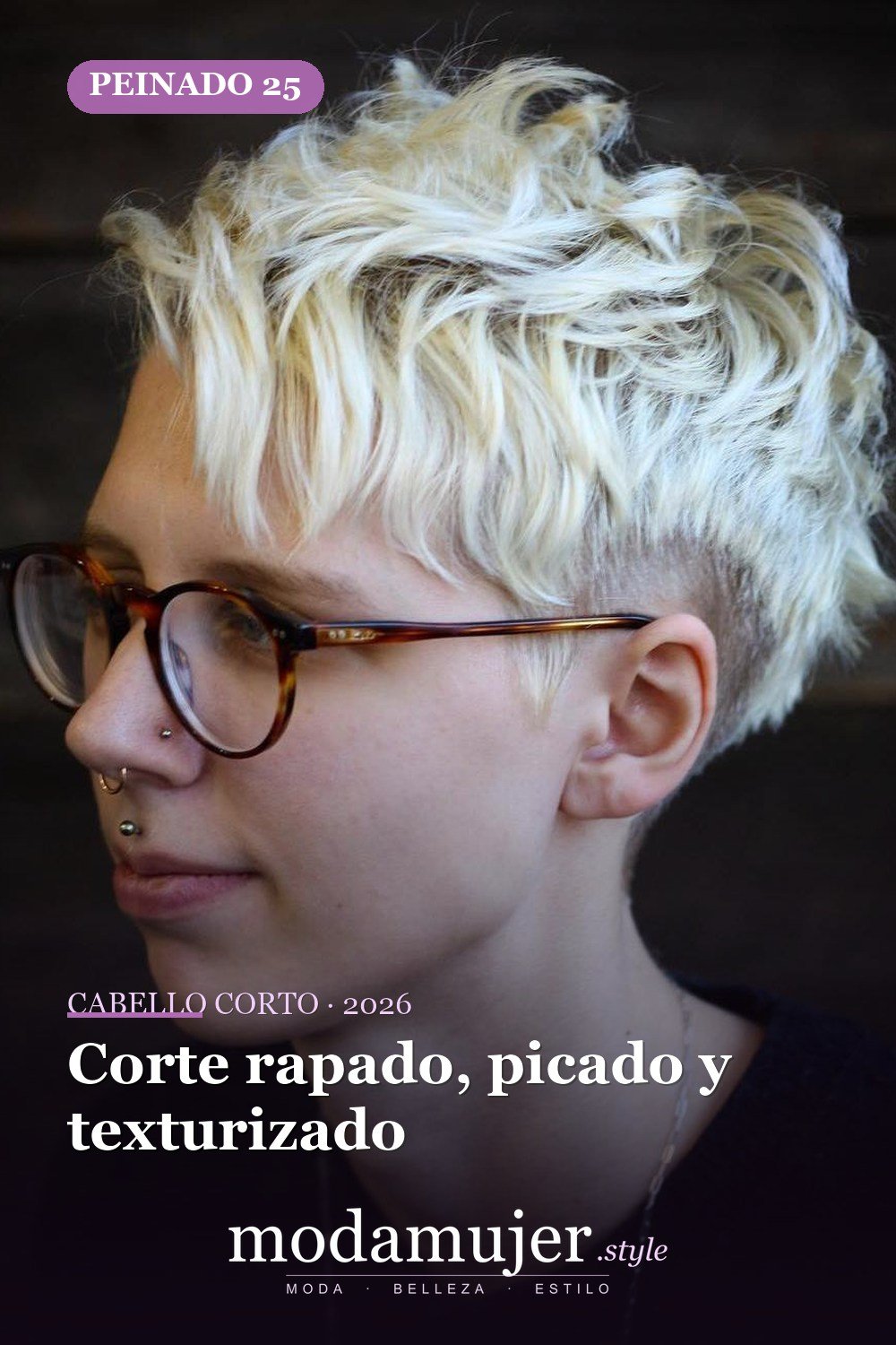 Corte rapado, picado y texturizado — corte de cabello corto y picado para 2026