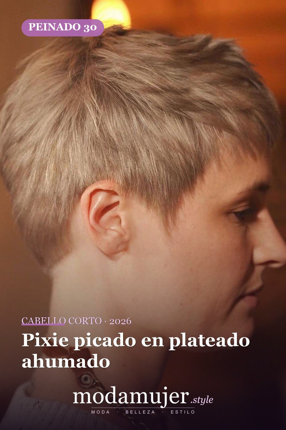 Pixie picado en plateado ahumado — corte de cabello corto y picado para 2026
