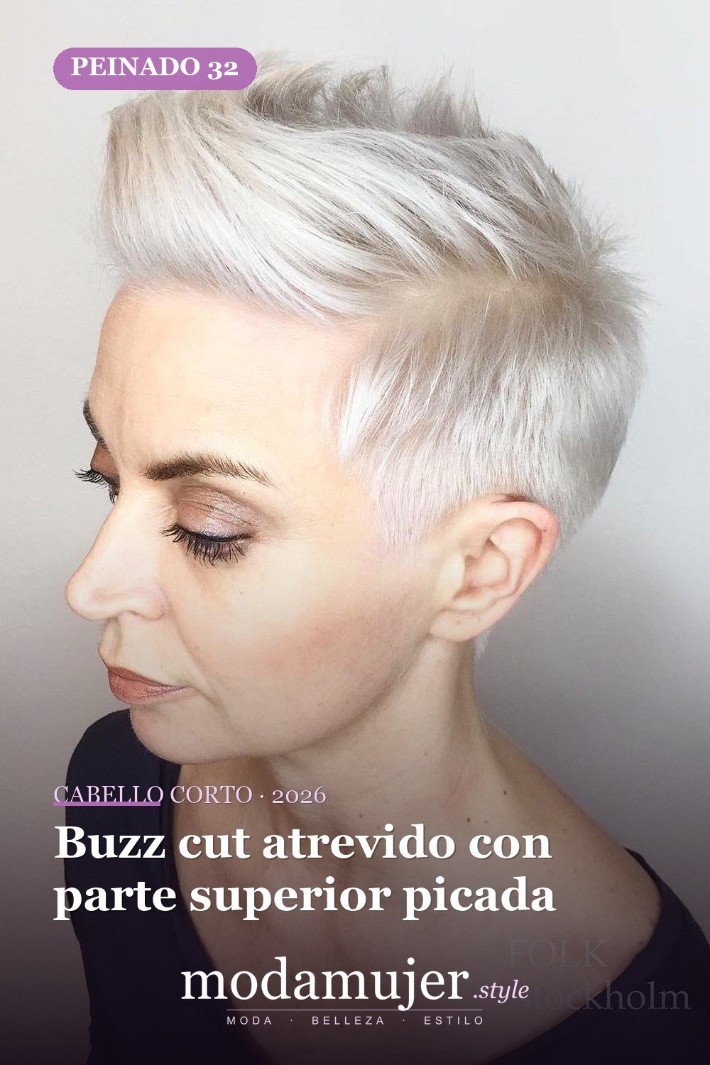 Buzz cut atrevido con parte superior picada — corte de cabello corto y picado para 2026