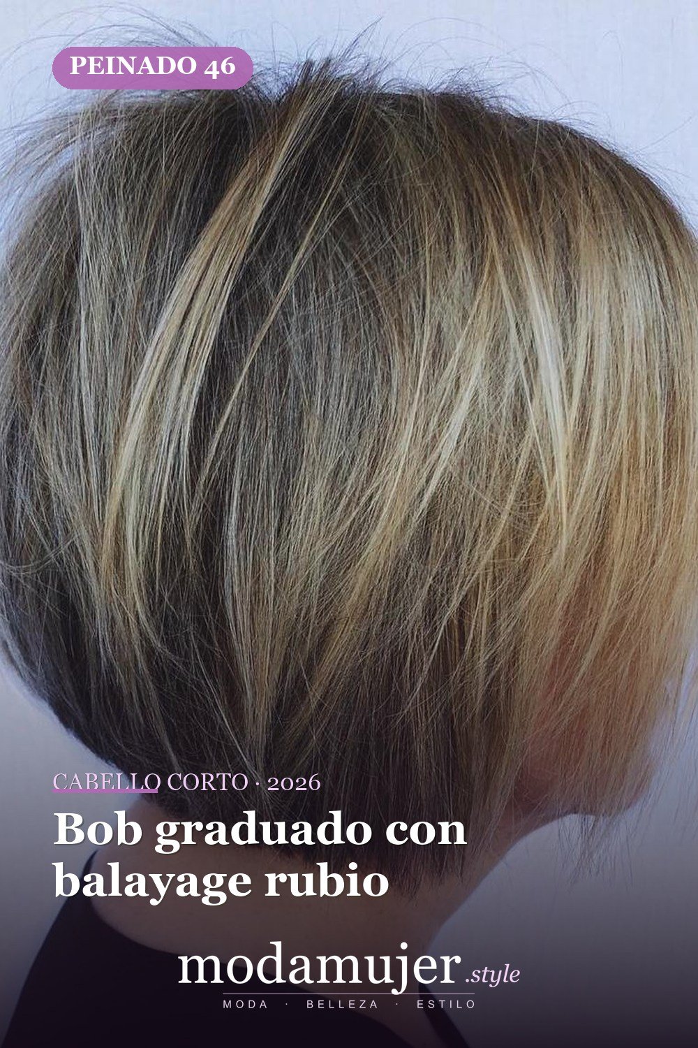 Bob graduado con balayage rubio — corte de cabello corto y picado para 2026