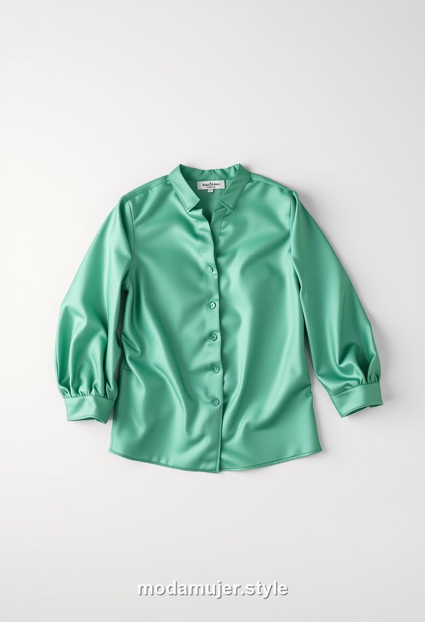 Blusa de seda en color joya