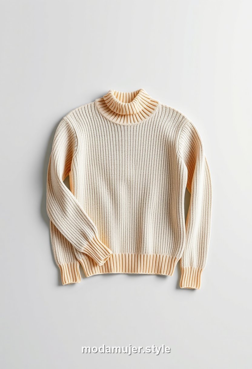 Jersey de cuello alto fino en color neutro