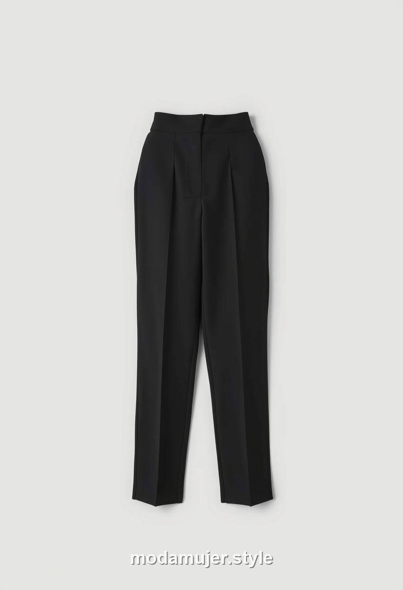 Pantalón de pinzas negro de tiro alto