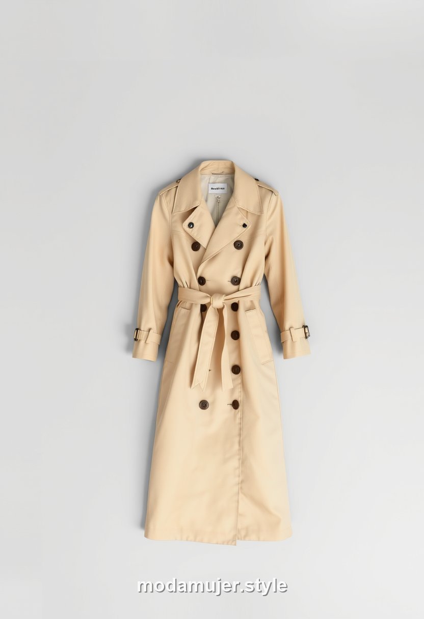 Gabardina o trench beige clásica con cinturón