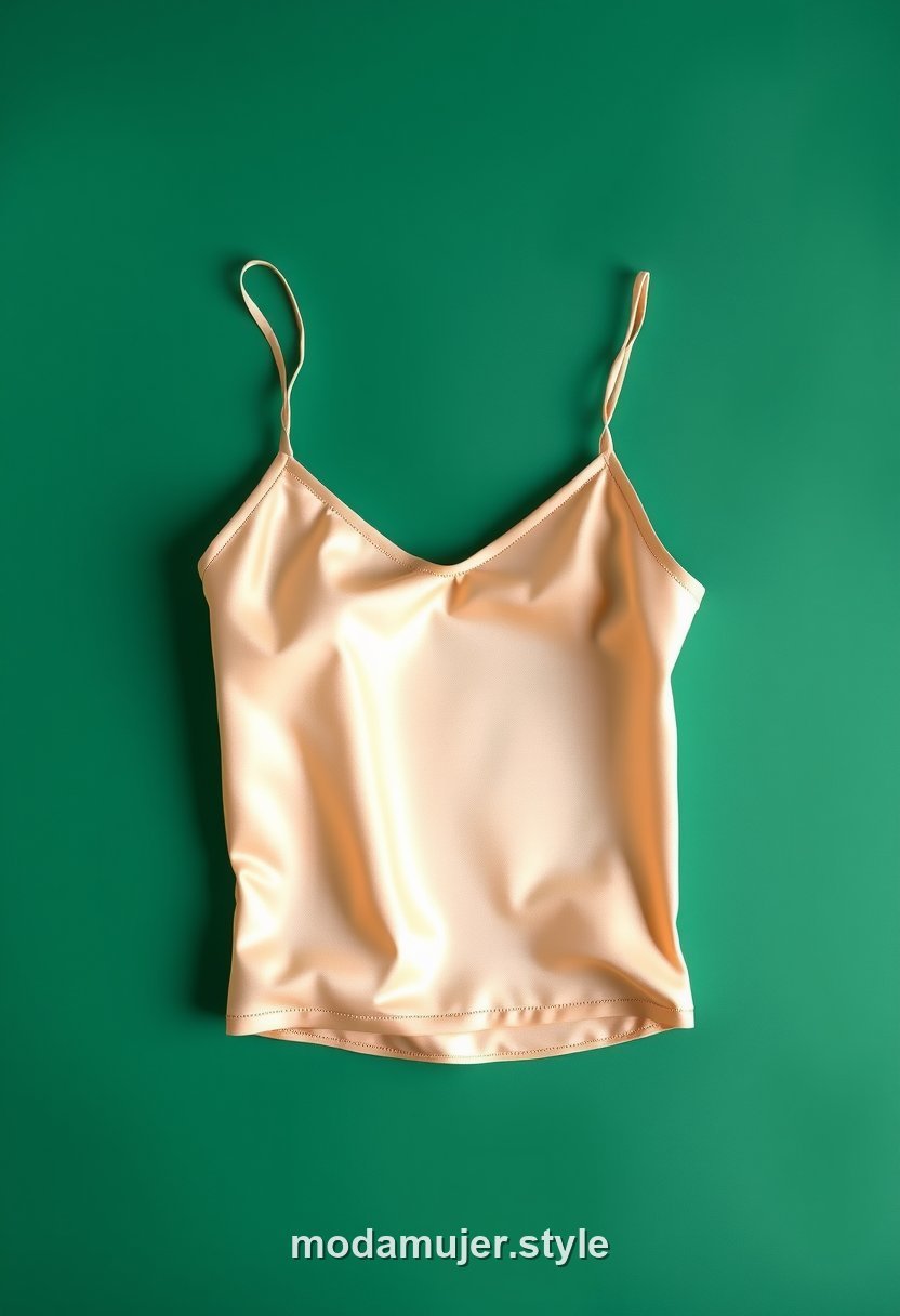 Top satinado brillante de tirantes