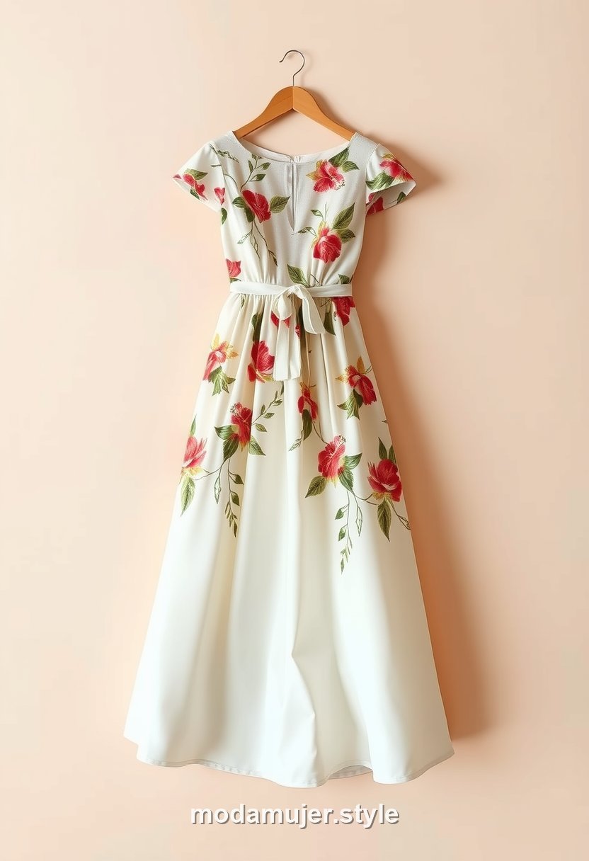 Vestido midi de invitada estampado o de color