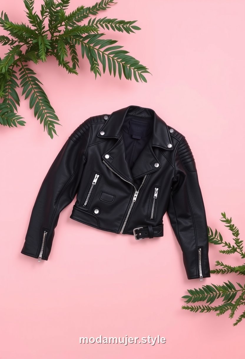Chaqueta biker de cuero negro