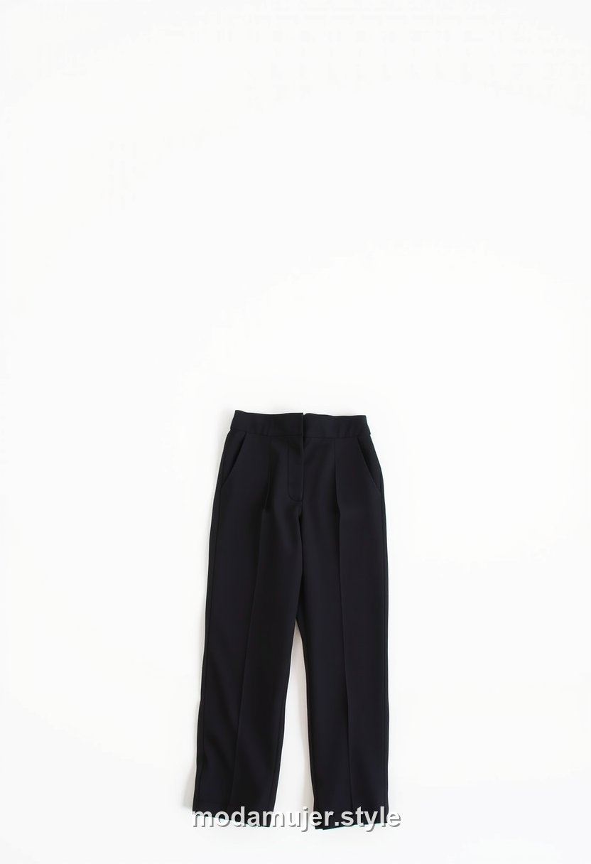 Pantalón recto negro de tiro alto