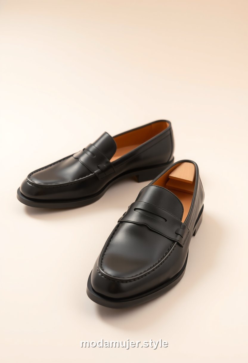 Mocasines negros de piel