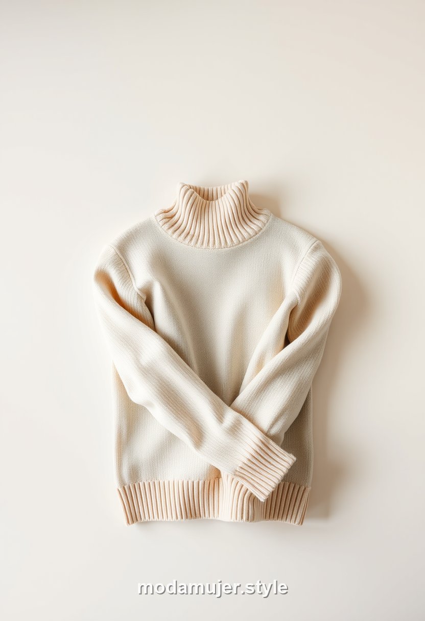 Jersey de cuello alto de cachemir o punto fino