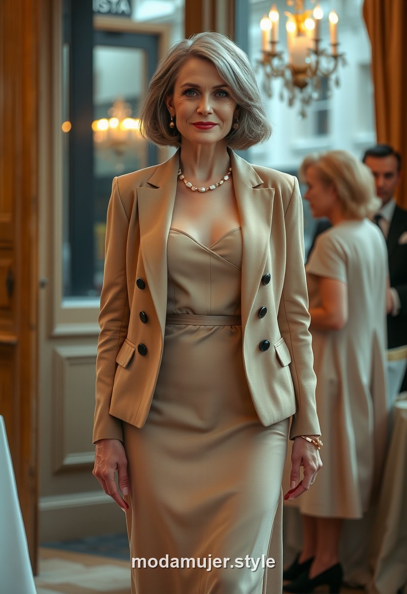 Look de ocasión especial a los 50 con vestido midi y blazer