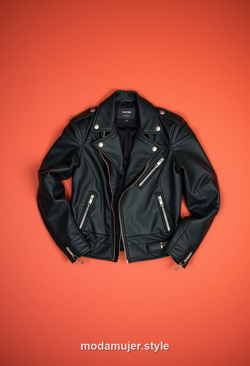 Chaqueta biker de cuero negro