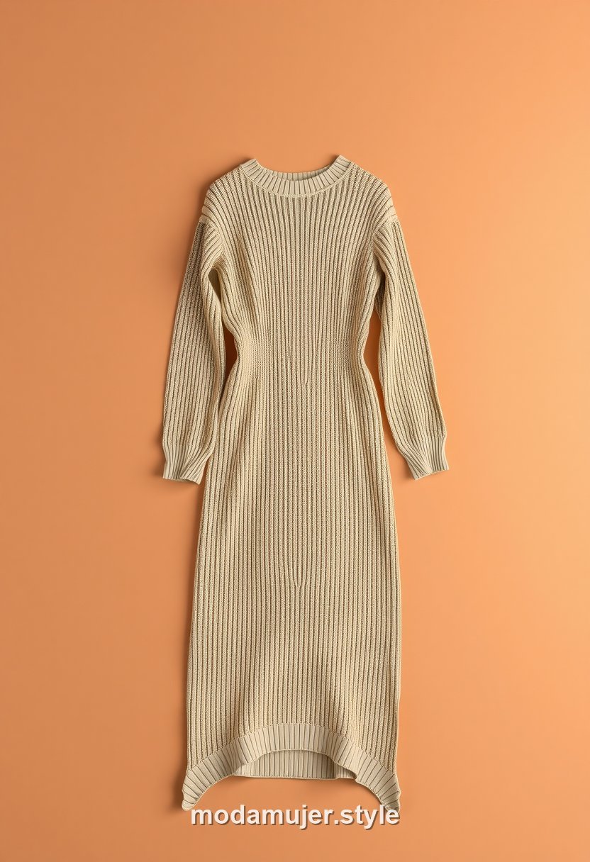 Vestido midi de manga larga de punto