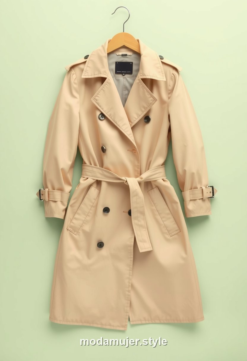 Gabardina o trench beige clásica con cinturón