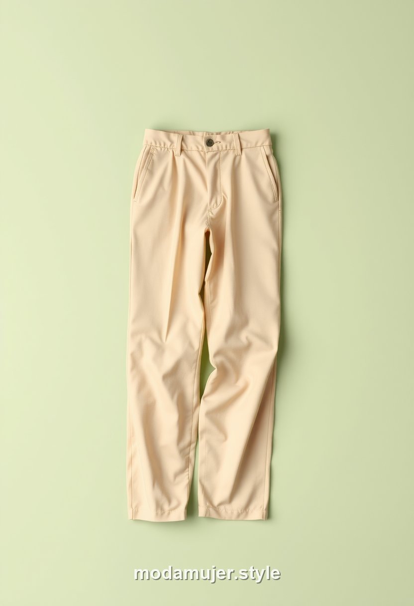Pantalón chino fluido en color beige