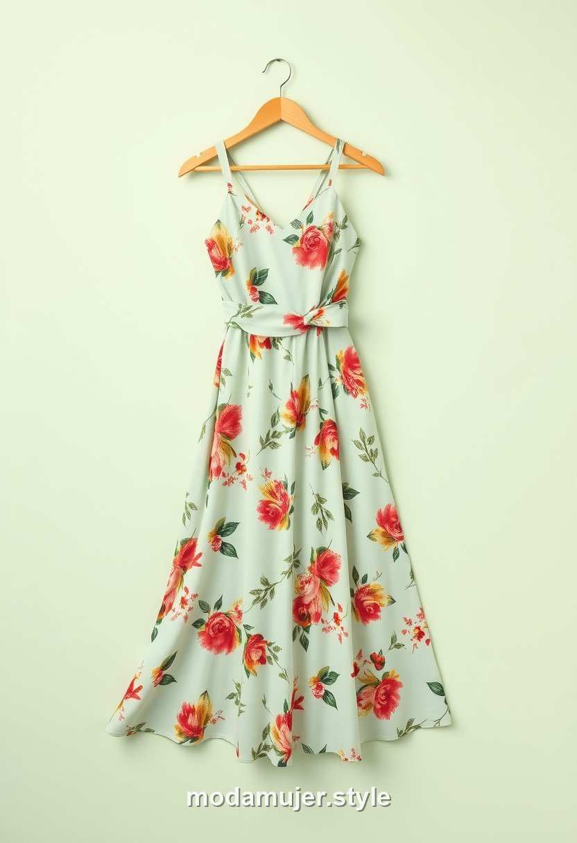 Vestido midi de flores fluido