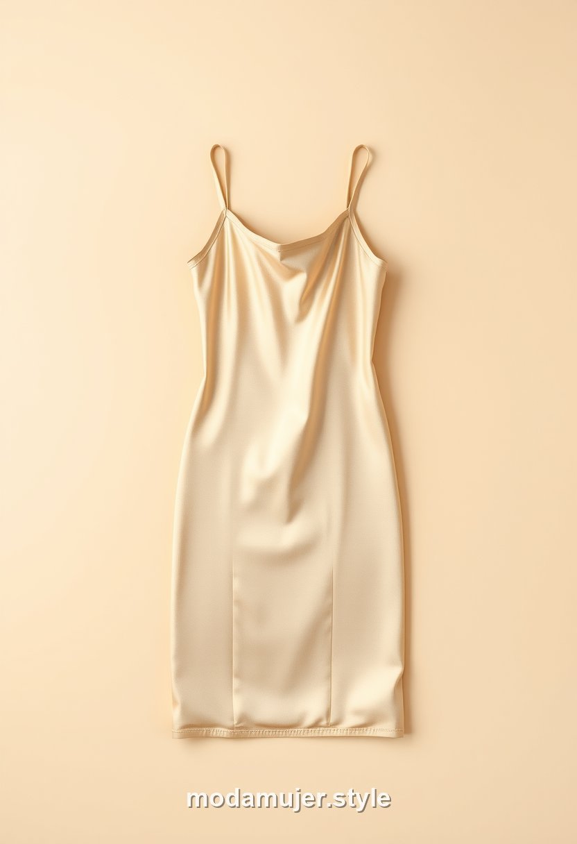 Vestido lencero de satén con tirantes finos