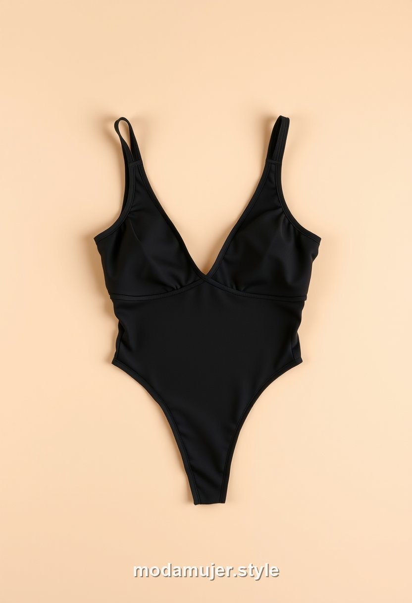Body negro ajustado con escote