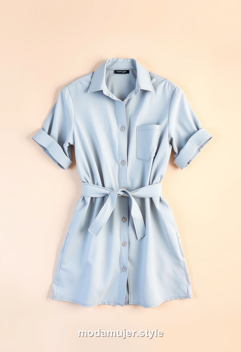 Vestido camisero con cinturón talla grande