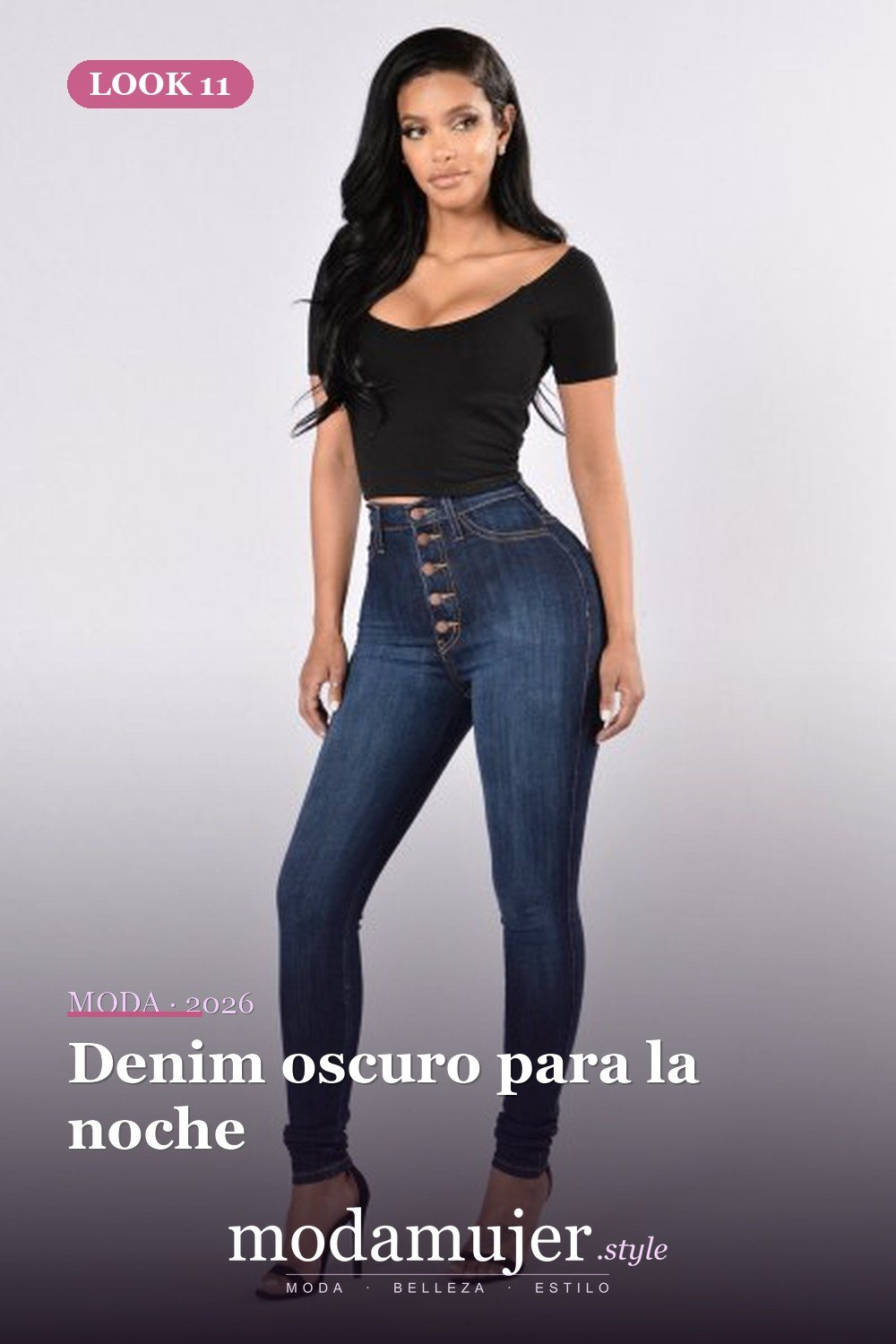 Denim oscuro para la noche — Cómo combinar jeans con botones: las 13 mejores ideas para vestir para mujer