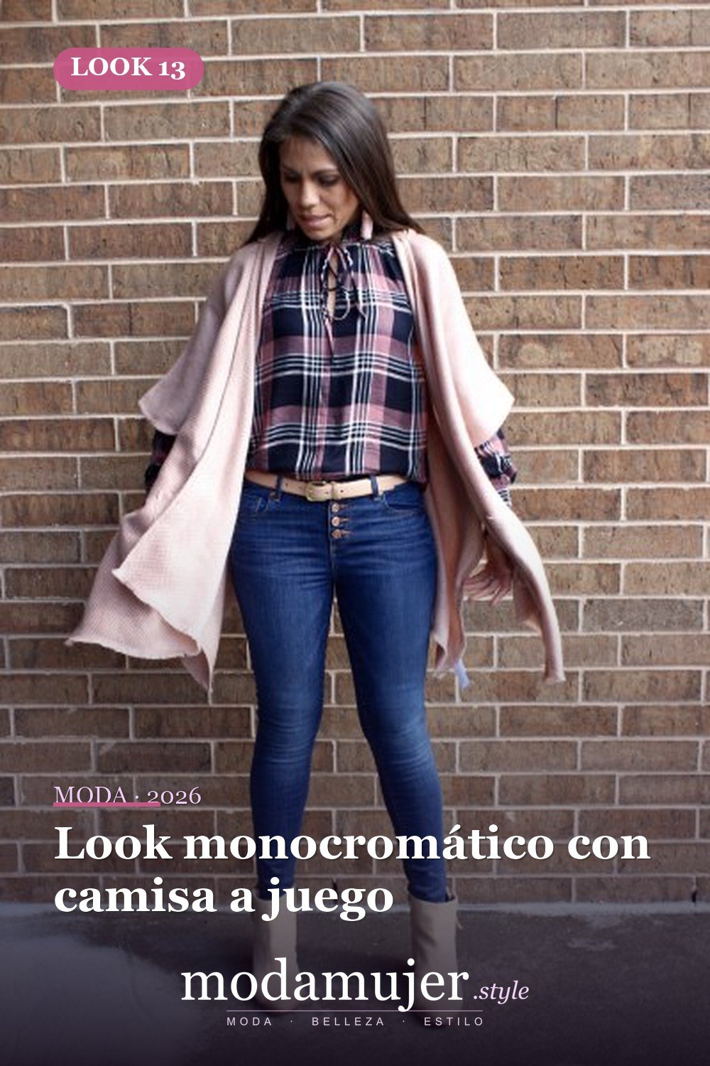 Look monocromático con camisa a juego — Cómo combinar jeans con botones: las 13 mejores ideas para vestir para mujer