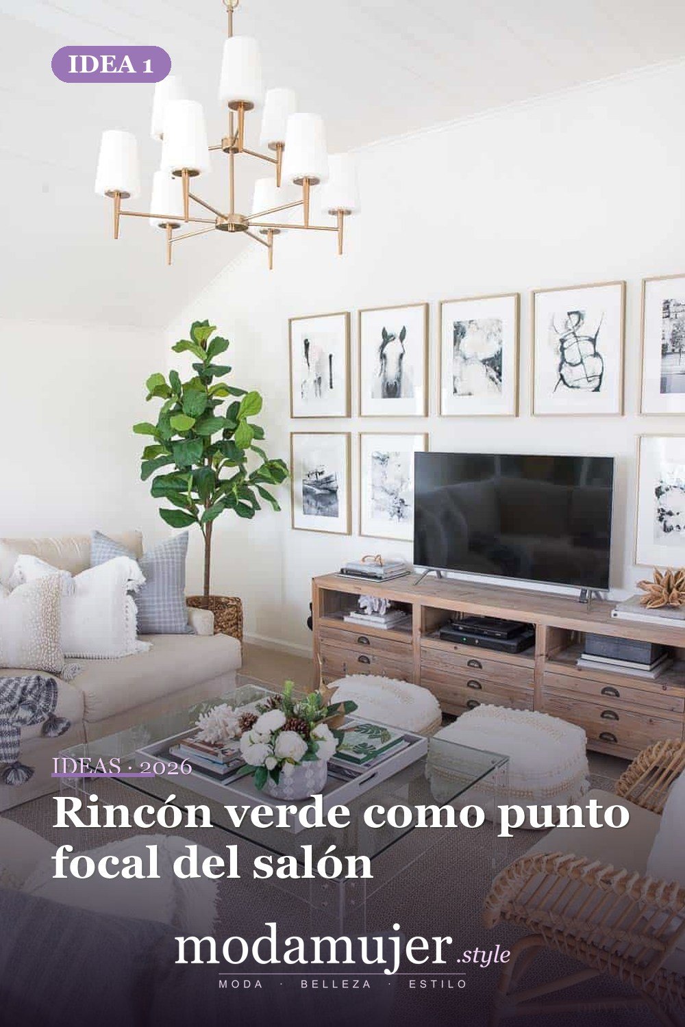 Rincón verde como punto focal del salón — Ideas de decoración encantadoras llenas de vegetación